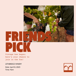 2023 Friends Pick @ Lethbridge Wines Rescheduled